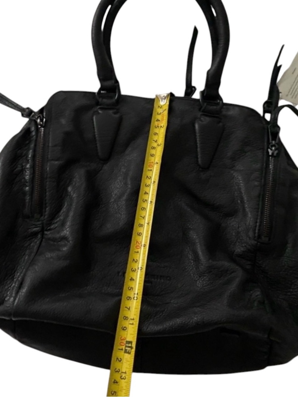Liebeskind Black Leather Tote with Rust Suede Trim and Gold-Accent Lining - Picture 8 of 9